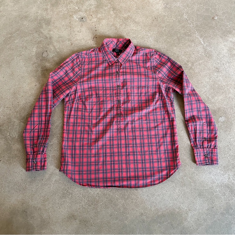 Women’s J.Crew Popover Plaid Button Top